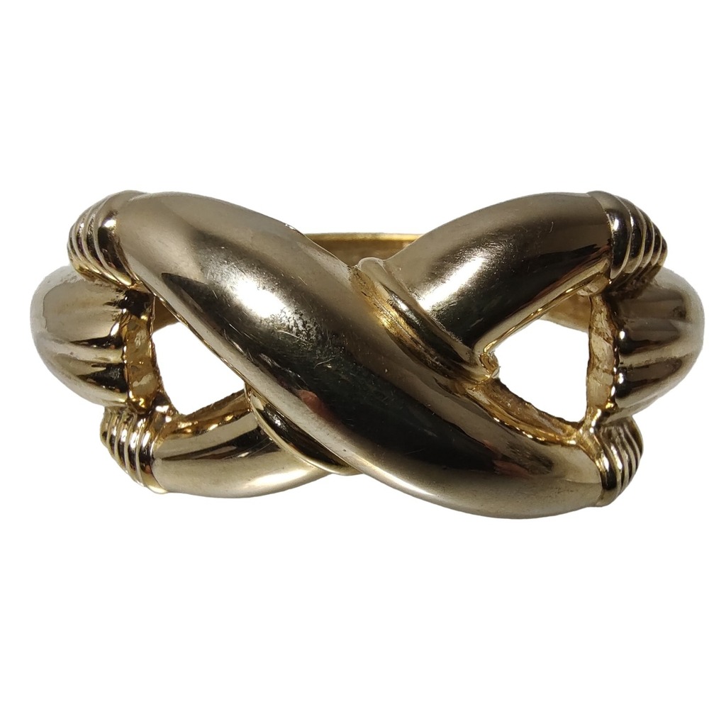 Vintage Infinity Clamper Hinged Bracelet‎ Gold Tone Knotted Bangle